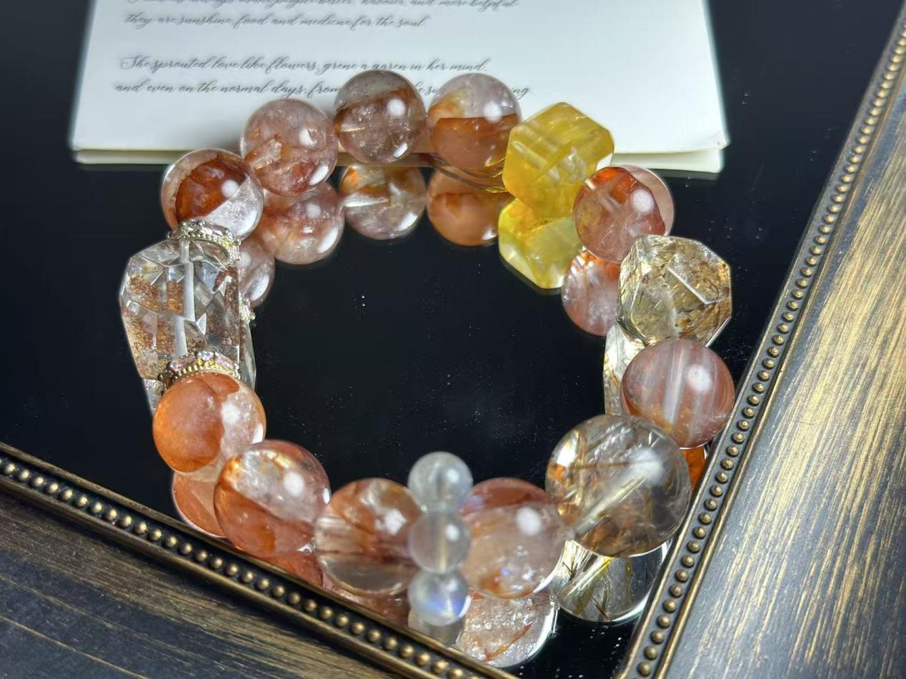 Red Aganate and Garnet Bead Bracelet for Vitality and Passion