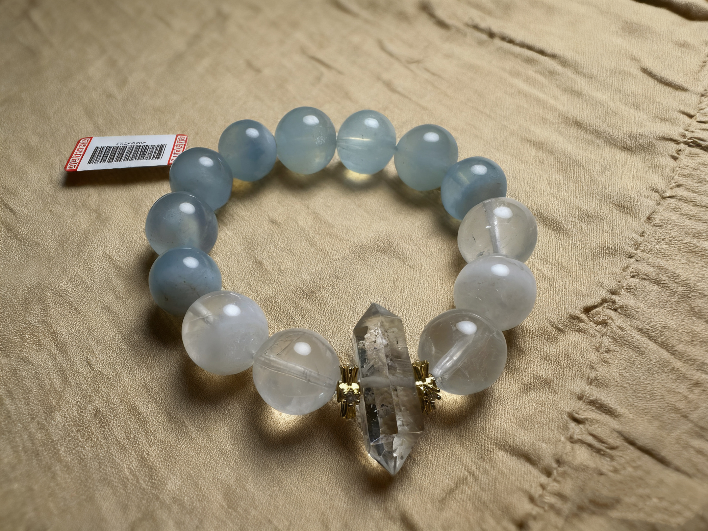 Complete-Strand-Bracelet-with-Aquamarine-White-Phantom-Quartz-and-Herkimer-Diamond.png The "Oracle" Bracelet with Aquamarine & Herkimer | Rhythearth - Image 1