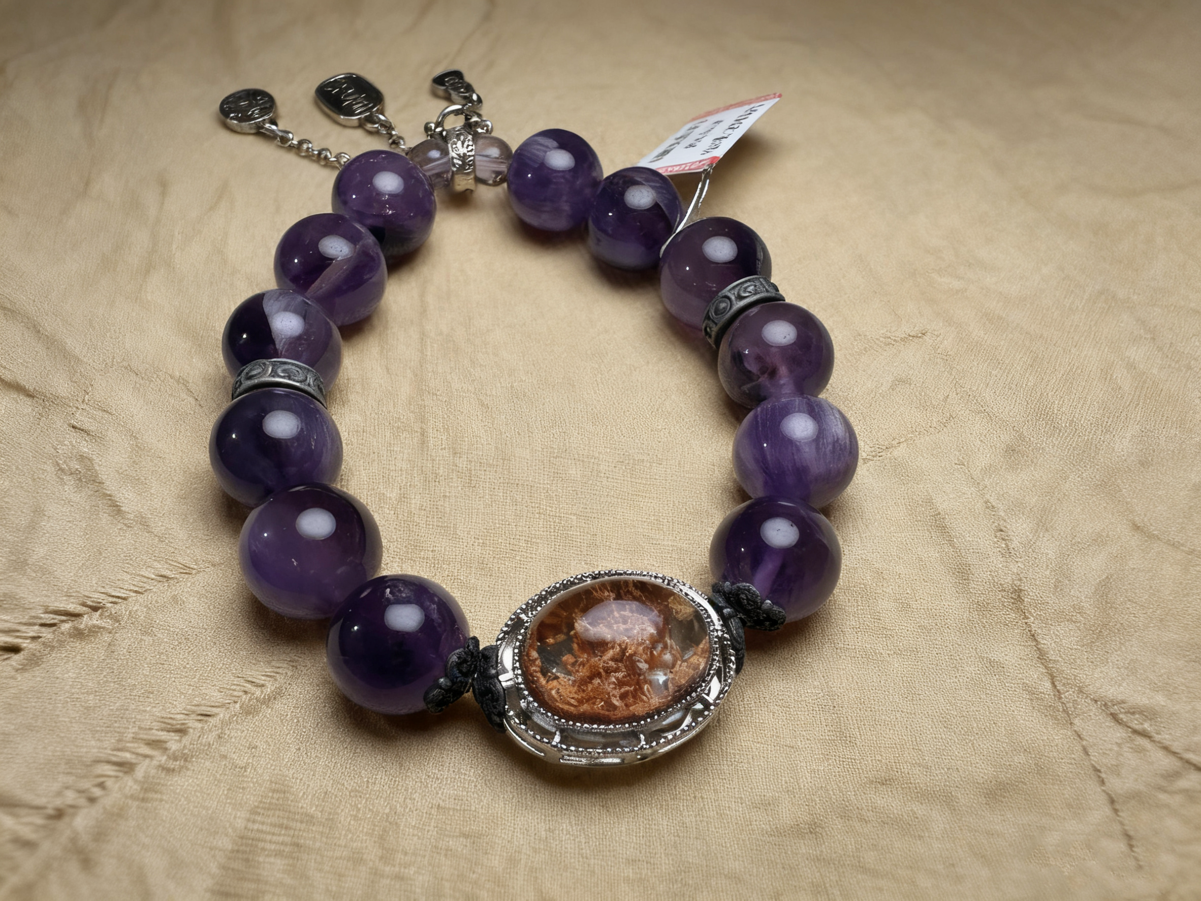 Fire-Element-Bracelet-with-Amethyst-Red-Phantom-Red-Healer-Herkimer-White-Phantom-Rutilated-Quartz.png Dual Empowerment for Career & Relationships | Rhythearth - Image 1