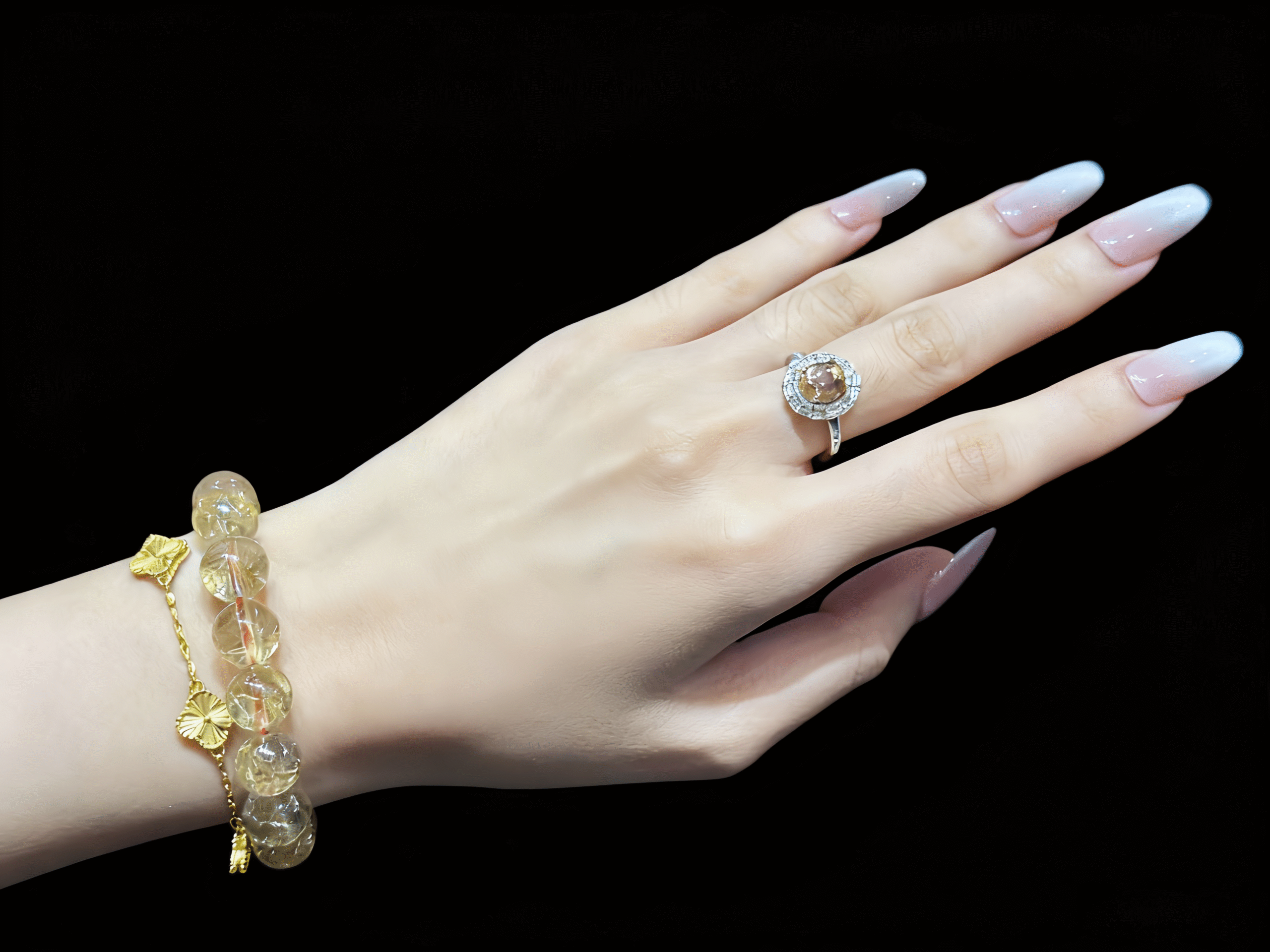 Sunshine Creator's Daily Life - Every Joyful Moment Accented by Yellow Tourmaline Yellow Tourmaline ring in a casual social or creative work setting, with a drink or an inspiration notebook.