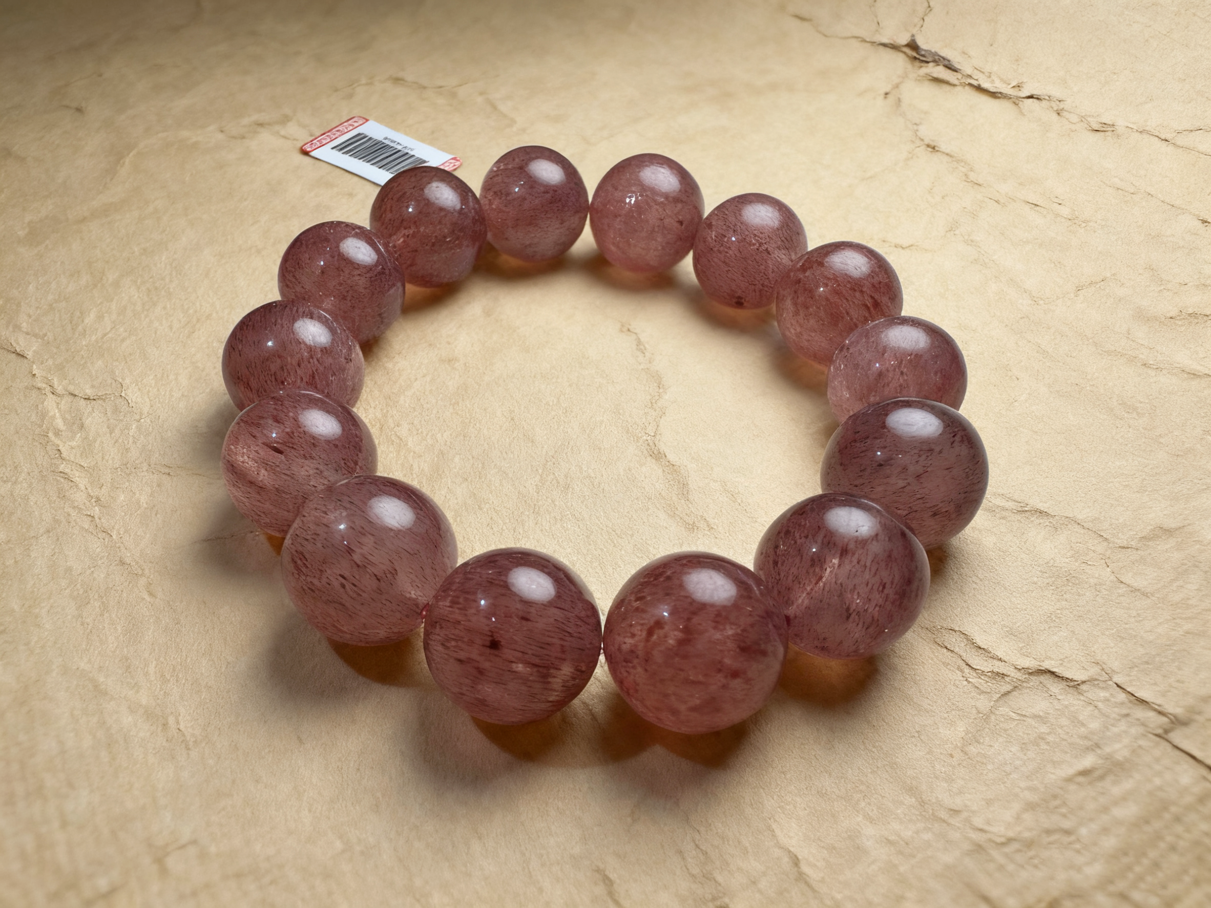 手串背景替换-26.png Strawberry Quartz Bracelet for Love & Confidence | Rhythearth - Image 1