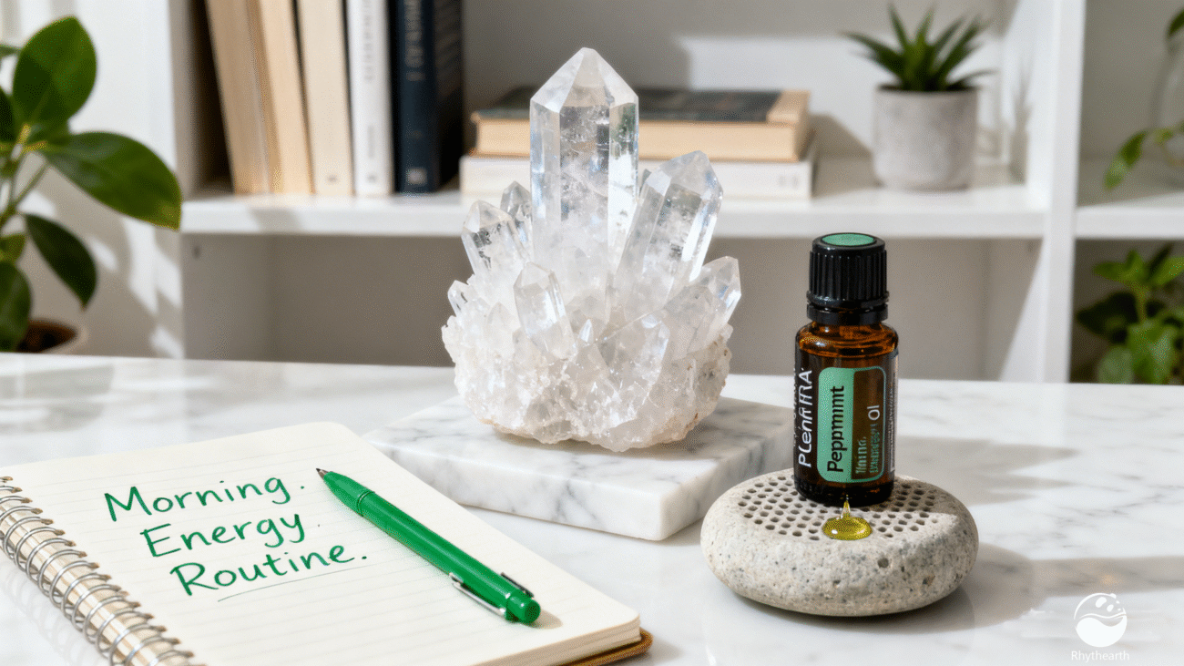 Clear Quartz + Peppermint Oil (For Morning Energy)