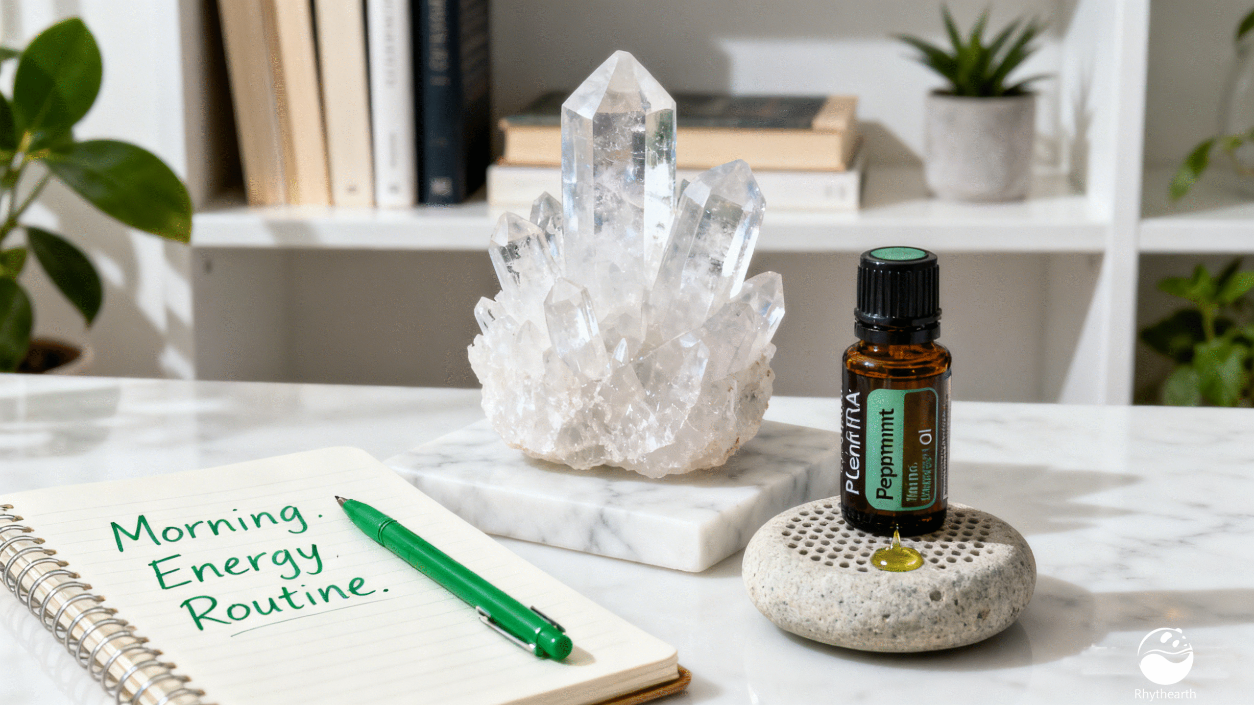 Clear Quartz + Peppermint Oil (For Morning Energy)
